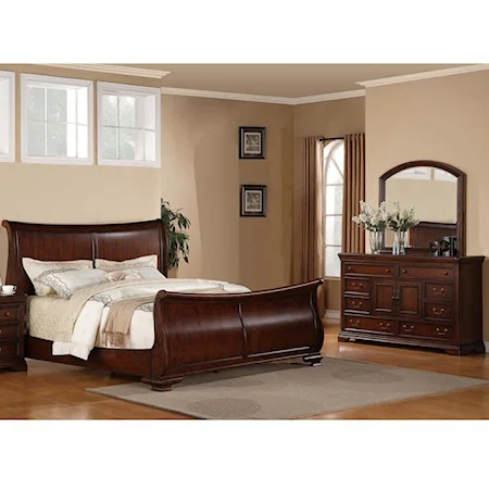 Transitional 5-Piece Bedroom Group with Queen Sleigh Bed